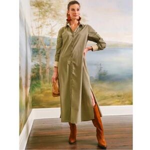 Tuckernuck Army Green Shiver Dress Shirtdress pockets L